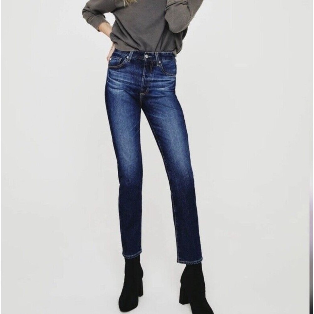 Ag Adriano Goldschmied 32R Alexxis High Rise Vintage Slim Jeans Button Fly Blue